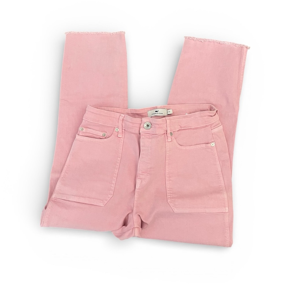 Vineyard Vines Preppy Pink High Rise Cropped Large front pockets jeans Size 31